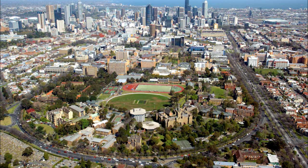 Arial view of the University of Melbourne